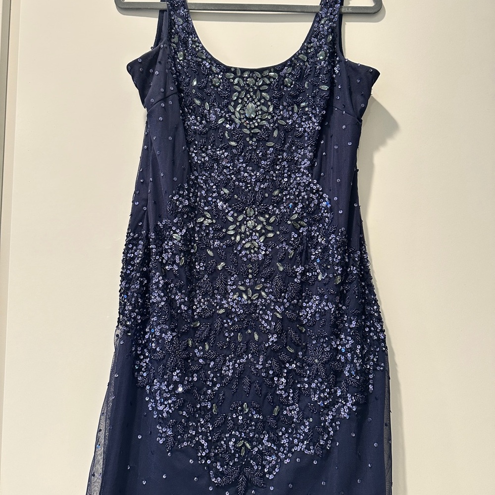 Elegant Navy Blue Embellished Dress